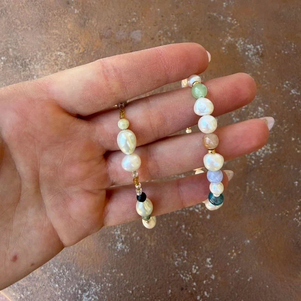 Beautiful handmade beaded pearl pastel necklace / bracelets set